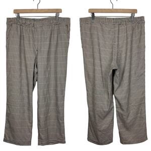 H&M | NWT Beige Brown Houndstooth Pull On High Waist Wide Leg Cropped Pants